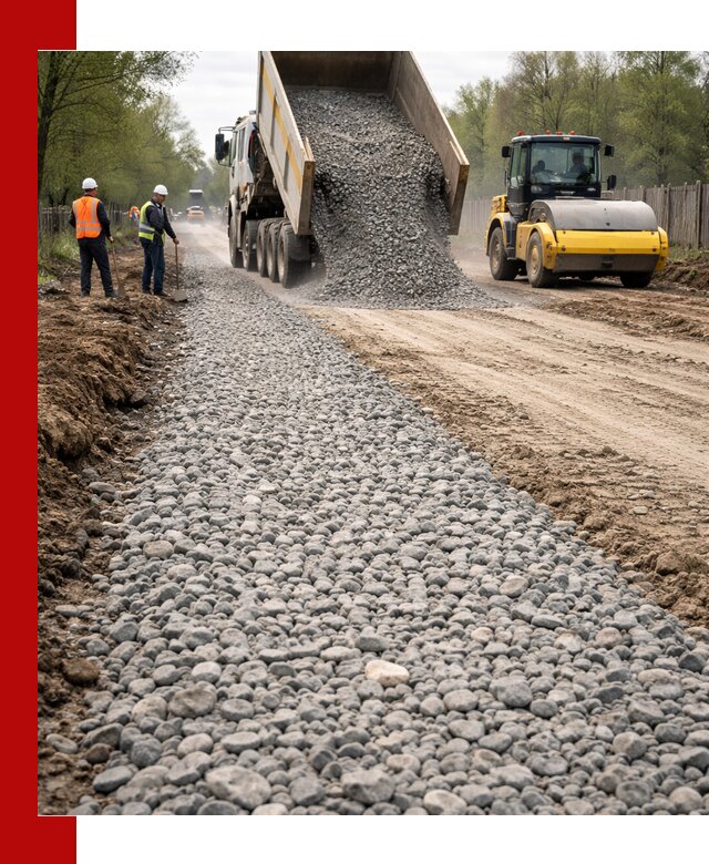 Доставка щебня для отсыпки дорог в Нижнем Новгороде высокого качества