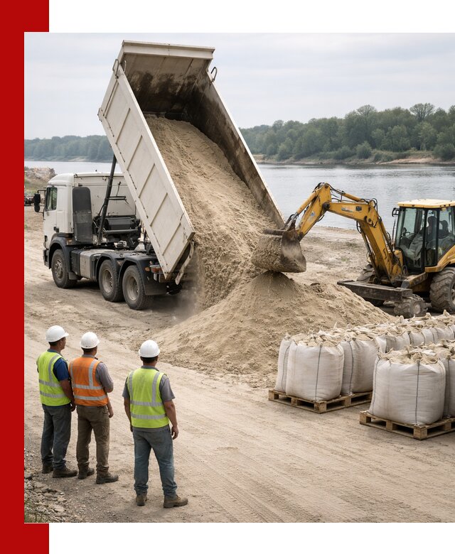 Доставка речного песка в Нижнем Новгороде самосвалами и погрузкой