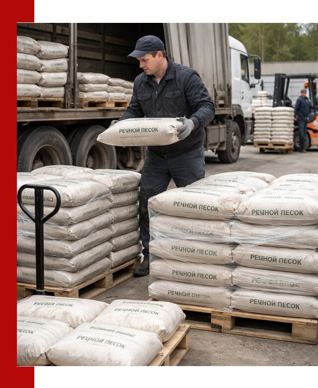 Речной песок в мешках с доставкой в Нижнем Новгороде