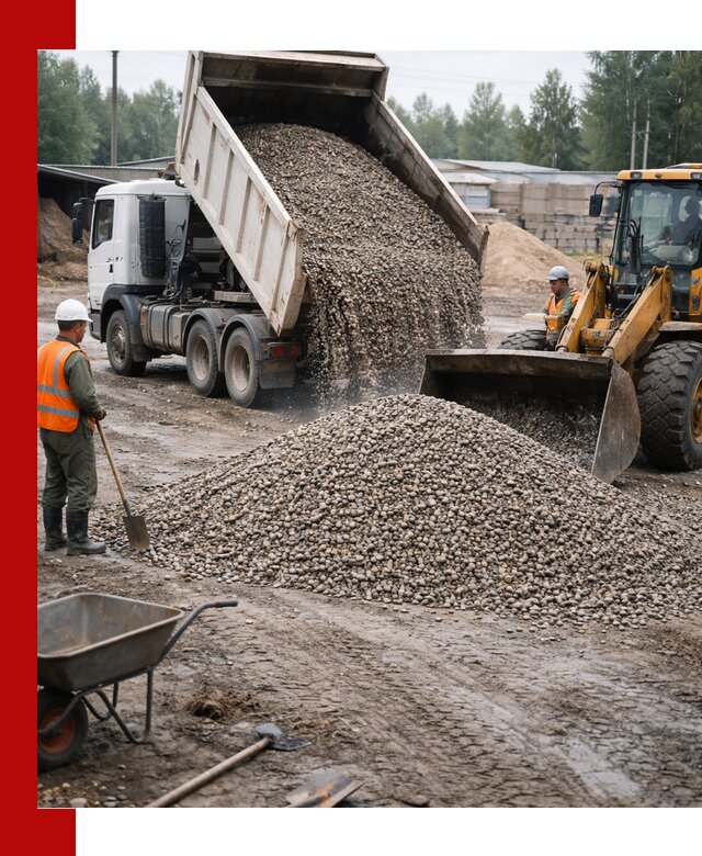 Мытый гравий с доставкой в Нижнем Новгороде от карьера до участка