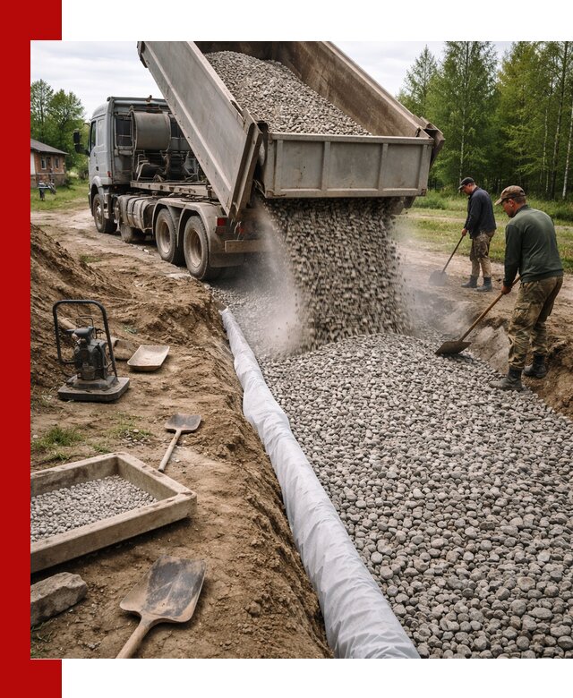 Гравий для дренажа с доставкой в Нижнем Новгороде качественный и недорогой