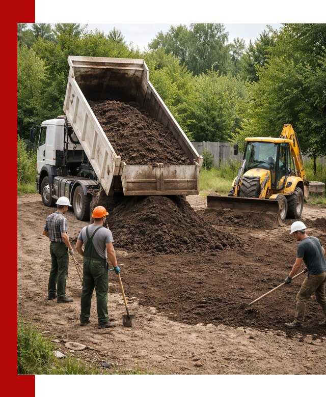 Доставка и укладка грунта для выравнивания участка в Нижнем Новгороде