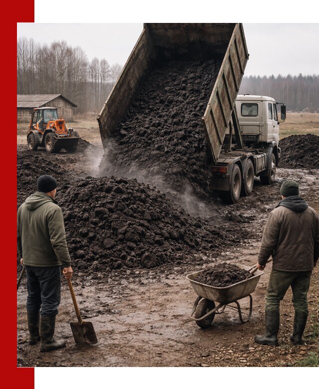 Доставка низинного торфа с разгрузкой и доставкой в Нижнем Новгороде