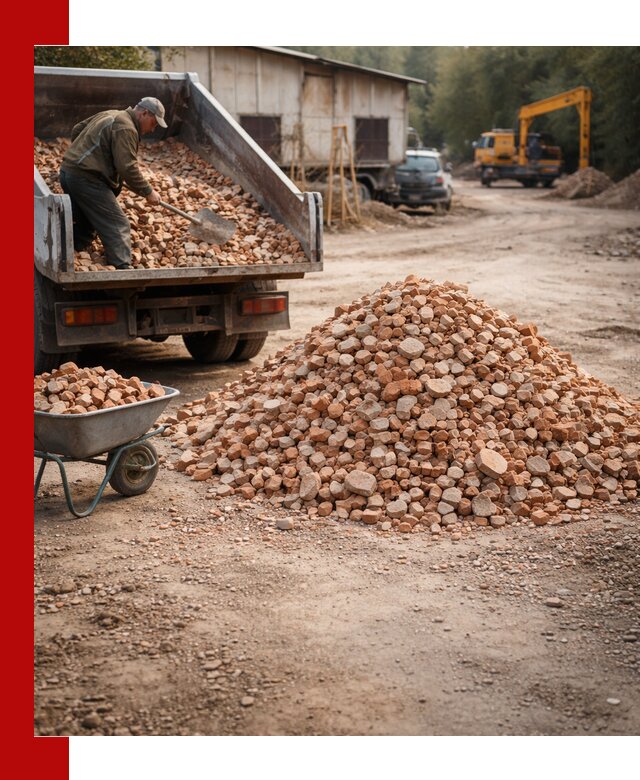 Доставка и подушка из боя кирпича с разгрузкой в Нижнем Новгороде
