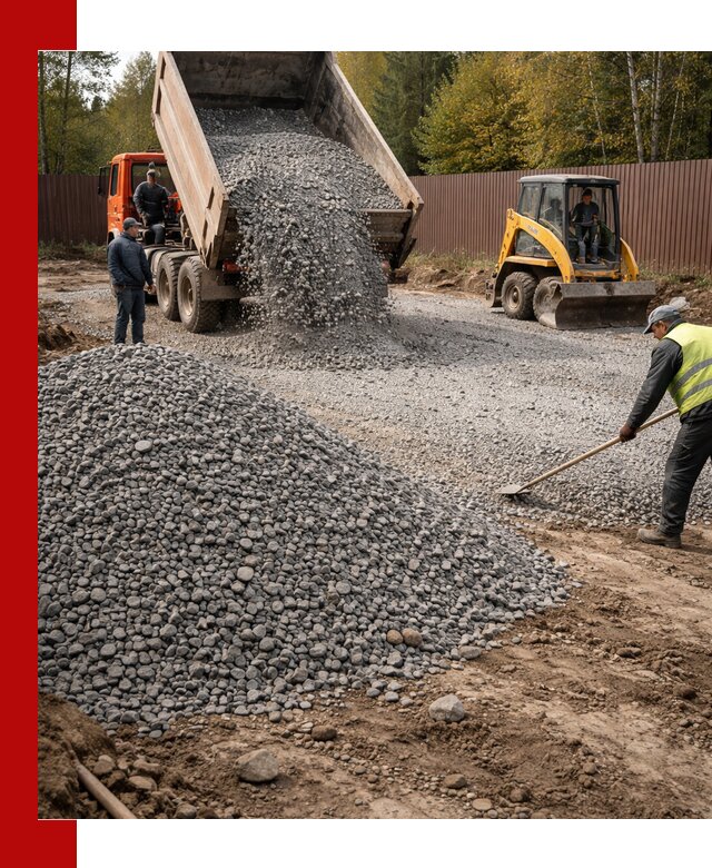 Отсыпка участка щебнем с доставкой и уплотнением в Нижнем Новгороде