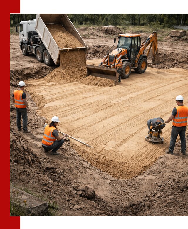 Устройство песчаной подушки для фундаментов и дорог в Нижнем Новгороде